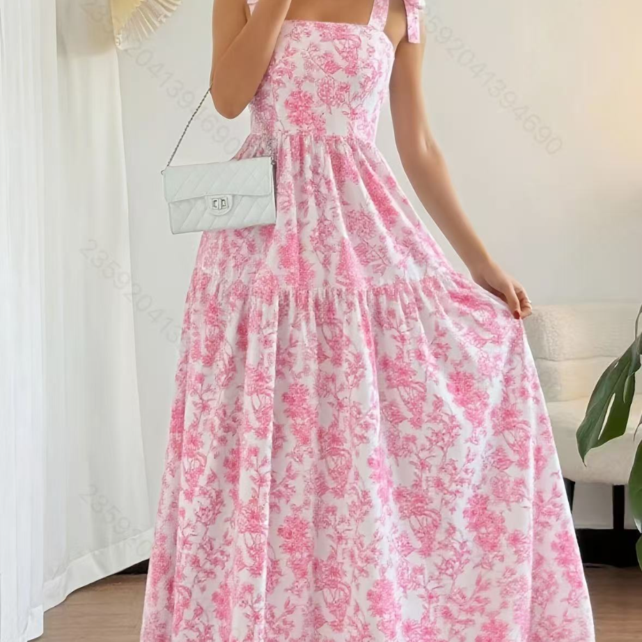 Vestido Maxi Evasê Floral com Elástico