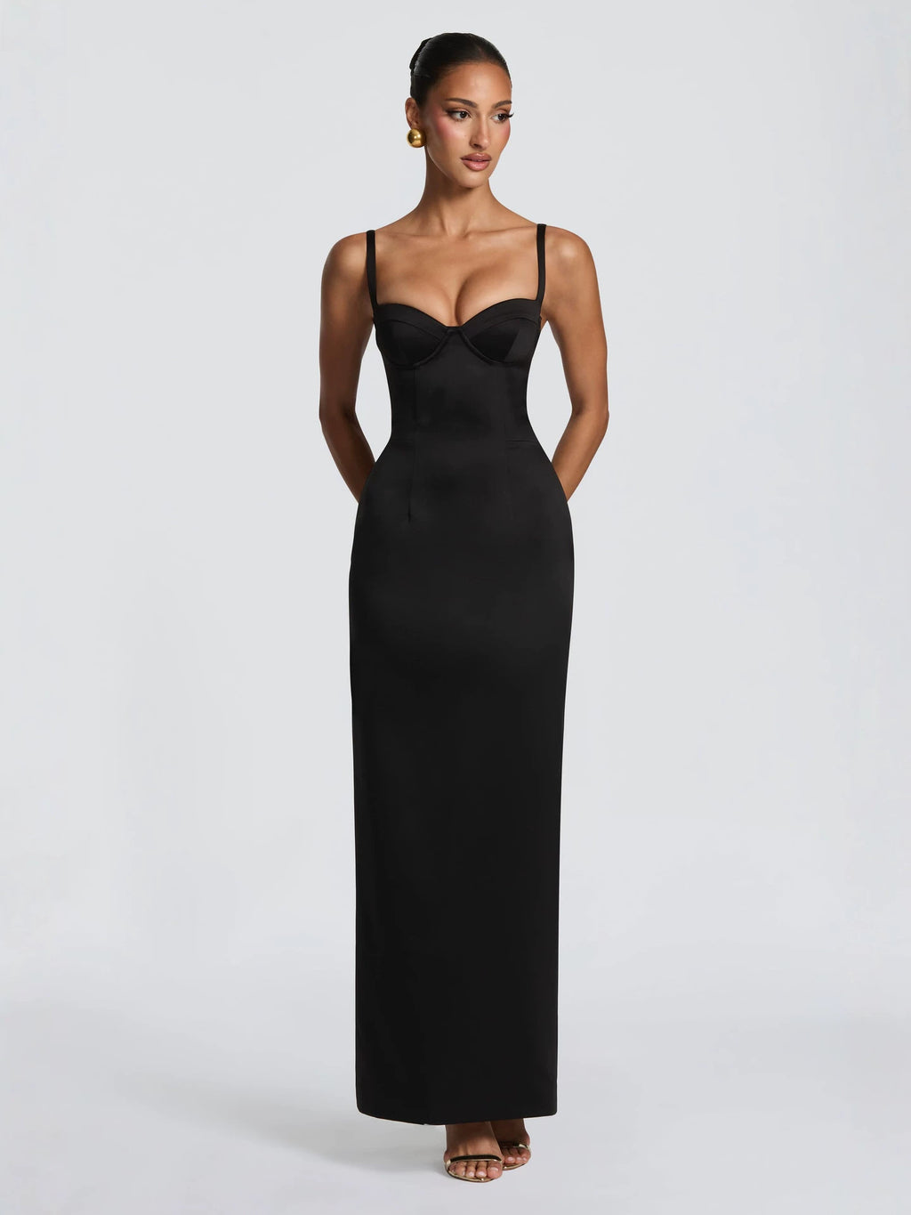 Vestido Maxi Justo sem Alças com Busto Estruturado