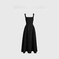 Vestido Midi Evasé com Alças Finas Francesas
