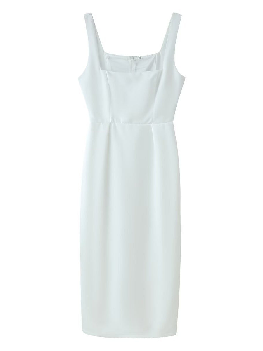 Vestido Midi Justo de Cintura Alta com um Ombro Só