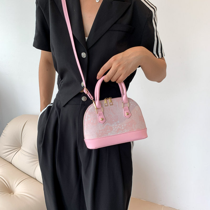 Plaid Stitch Shell Crossbody Bag