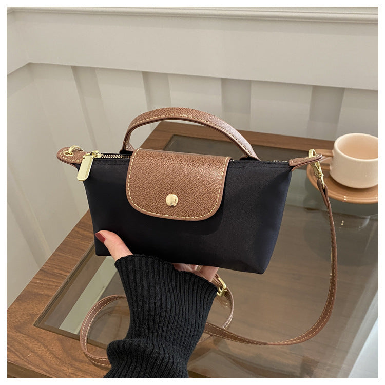 Colour-Block Retro Dumpling Crossbody Bag