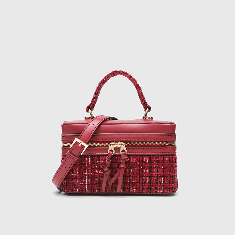 Contrast Stitch Small Square Crossbody Bag