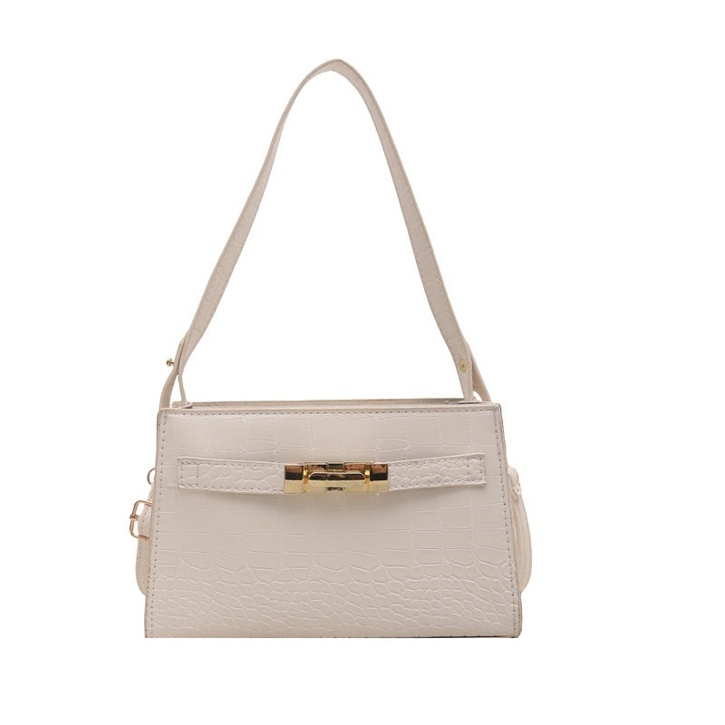 Croc-Embossed Square Shoulder Bag