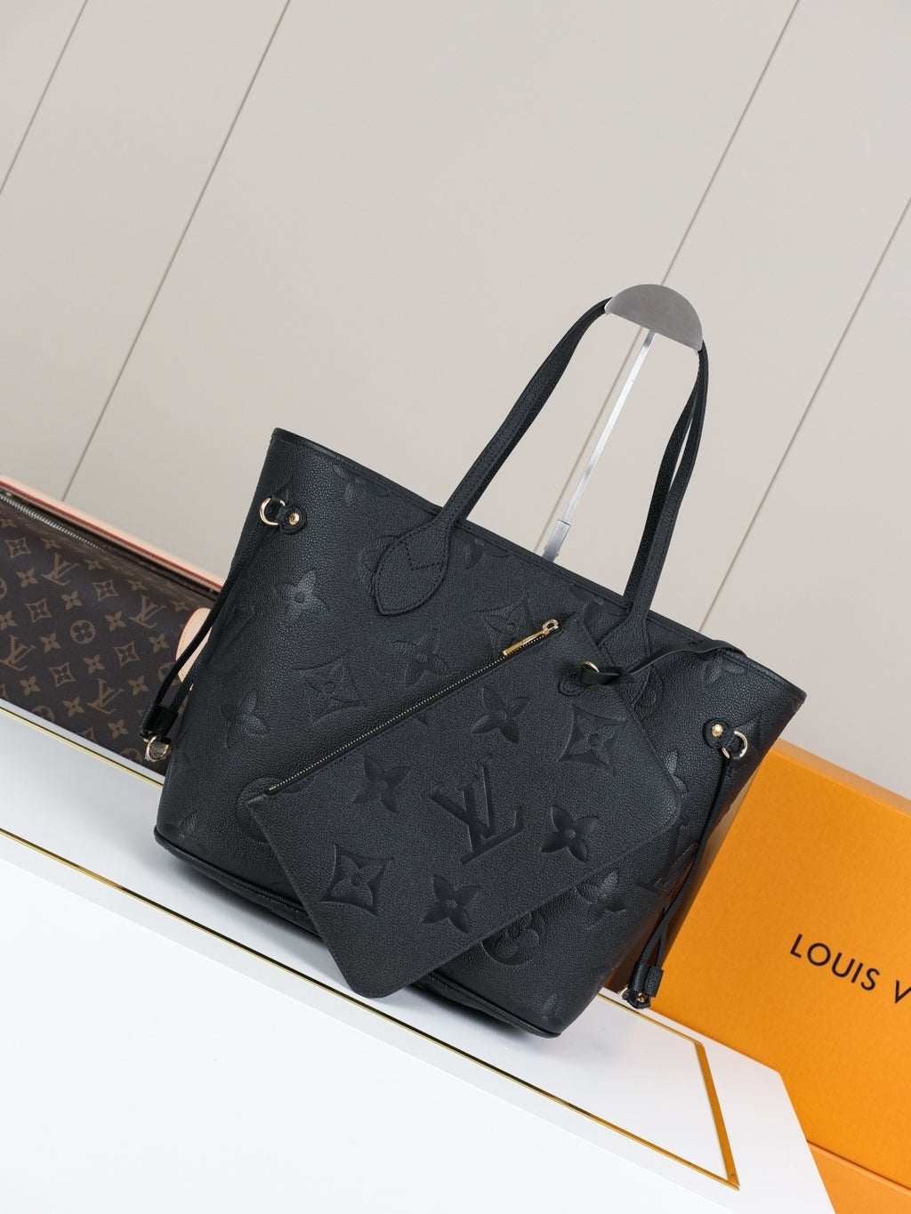 LV Neverfull Monogram Empreinte - Azul-Marinho