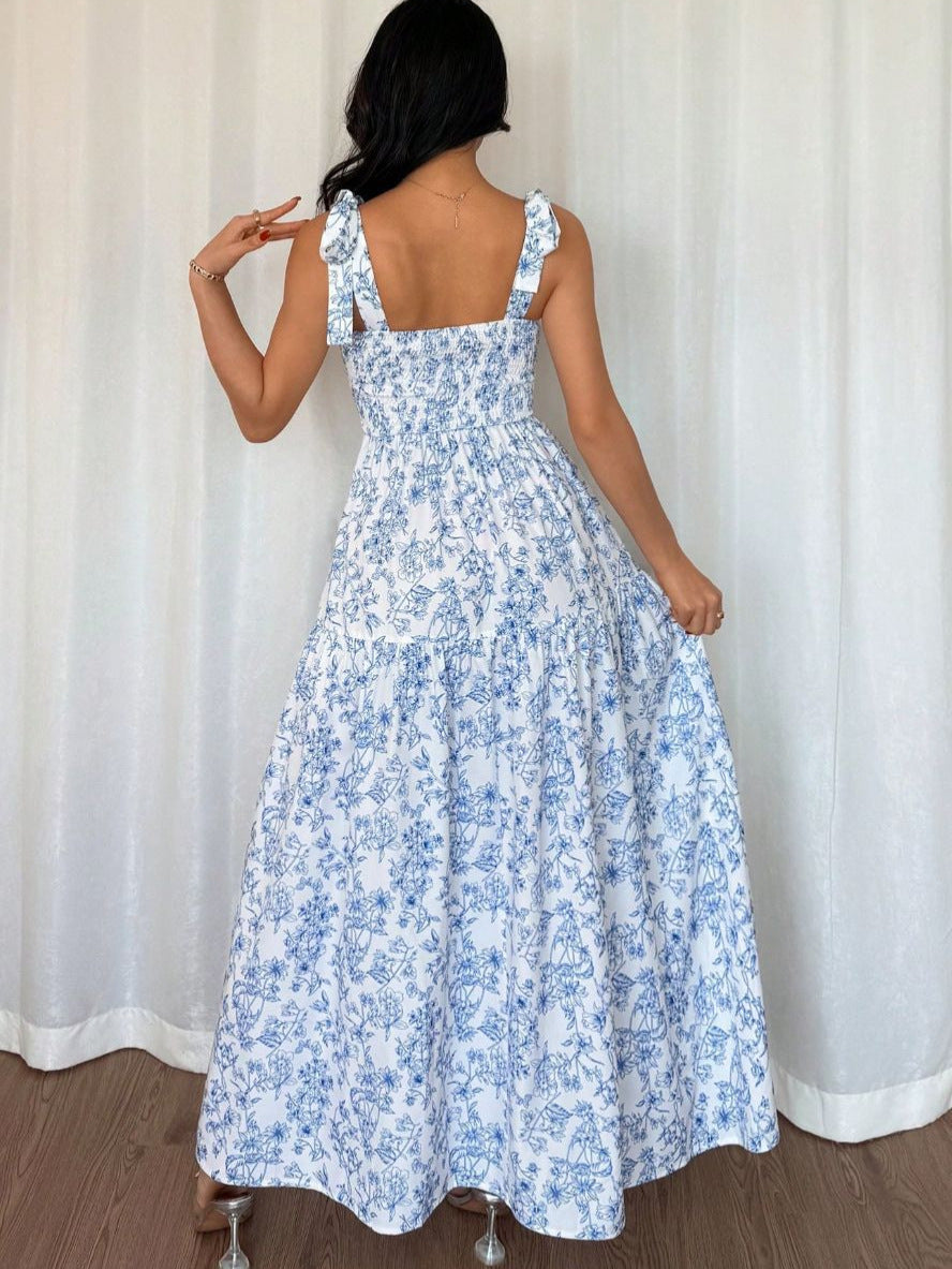 Vestido Maxi Evasê Floral com Elástico