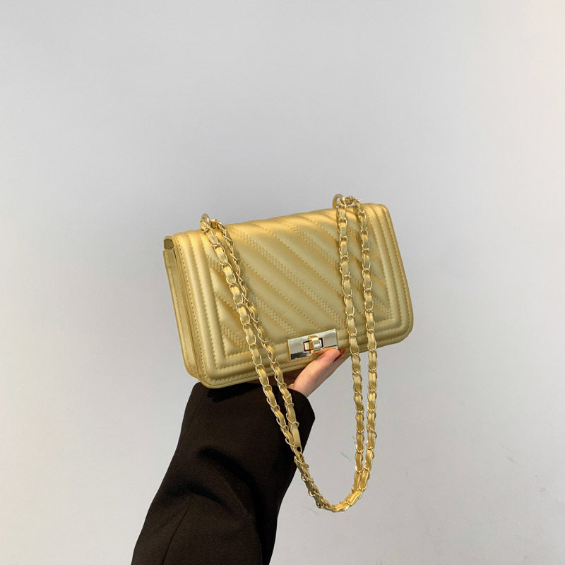 Chain Lock Mini Square Shoulder Bag