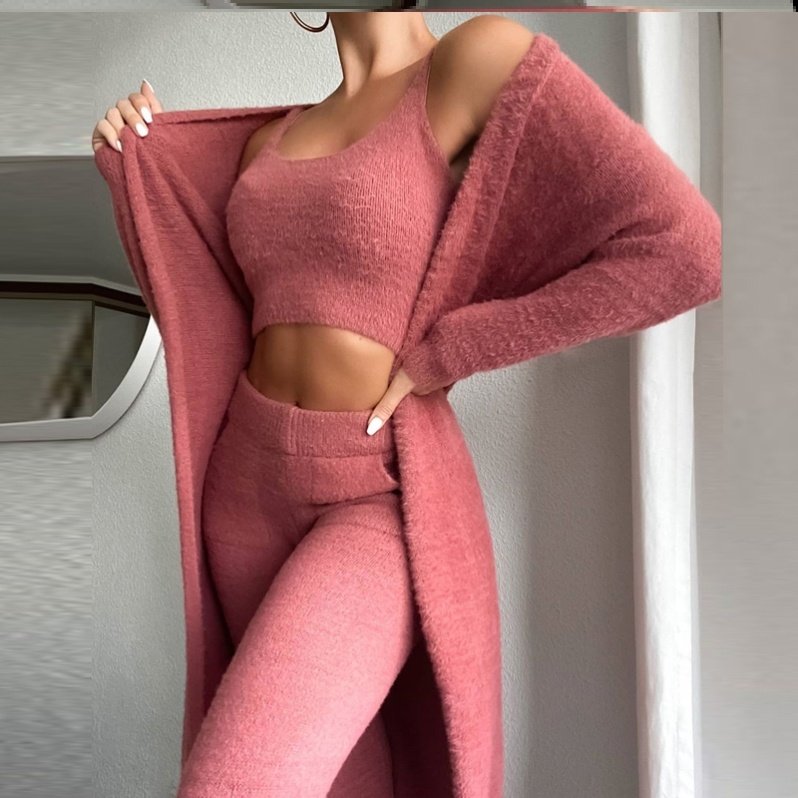 Women's 3-Piece Knit Set — Cardigan, Top & Trouser