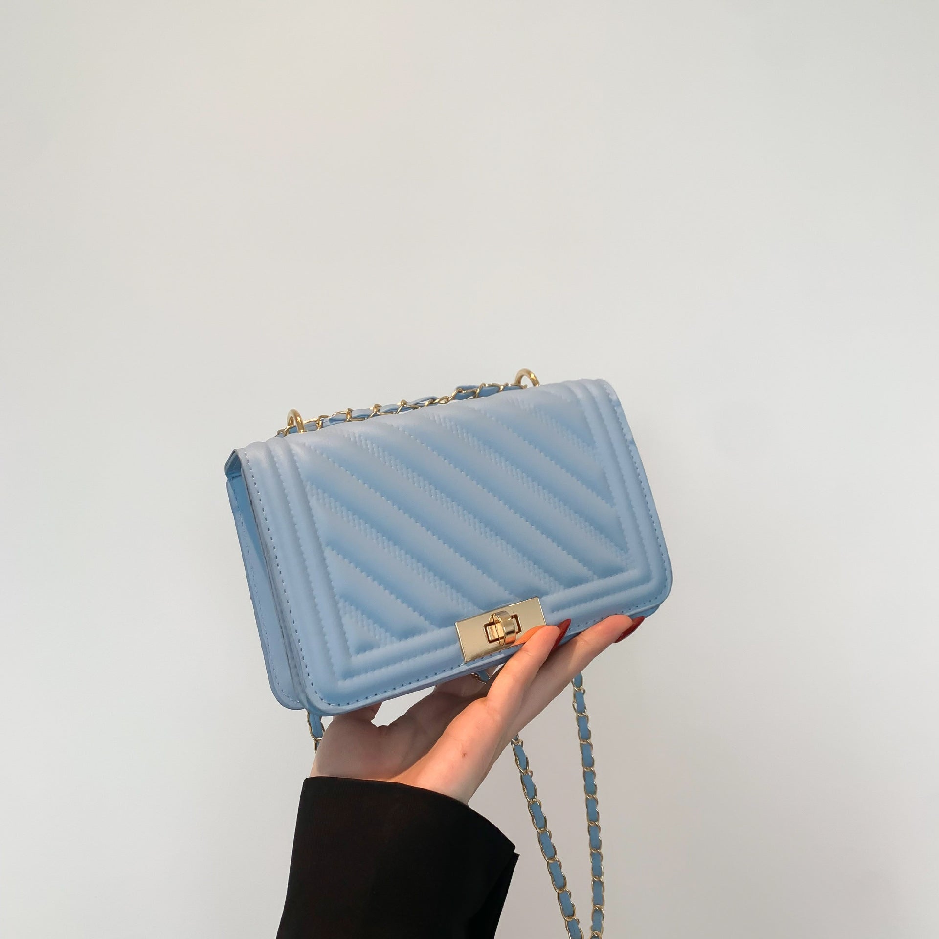 Chain Lock Mini Square Shoulder Bag