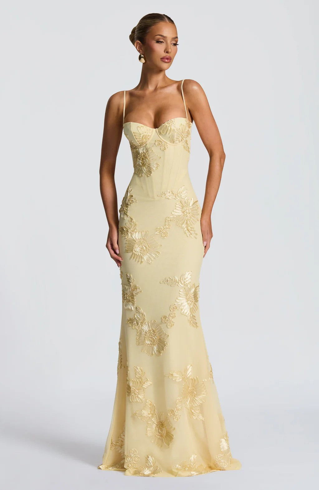 3D Floral Embroidery Backless Suspender Maxi Dress