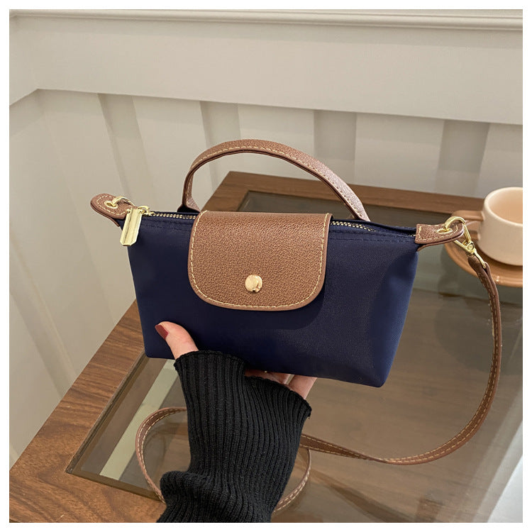 Colour-Block Retro Dumpling Crossbody Bag