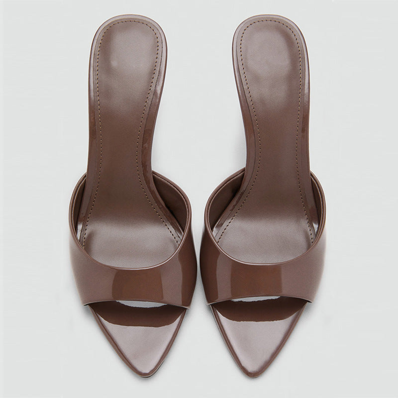 Patent Leather Pointed-Toe Stiletto Sandals 8cm