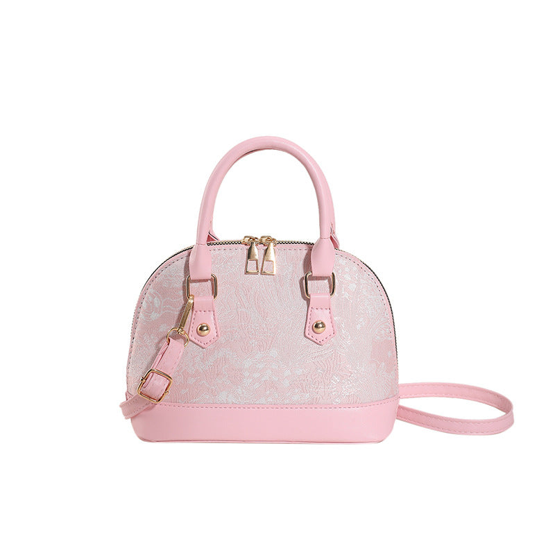 Plaid Stitch Shell Crossbody Bag
