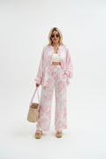 Conjunto de Calças e Camisa de Manga Comprida Estampada para Mulher