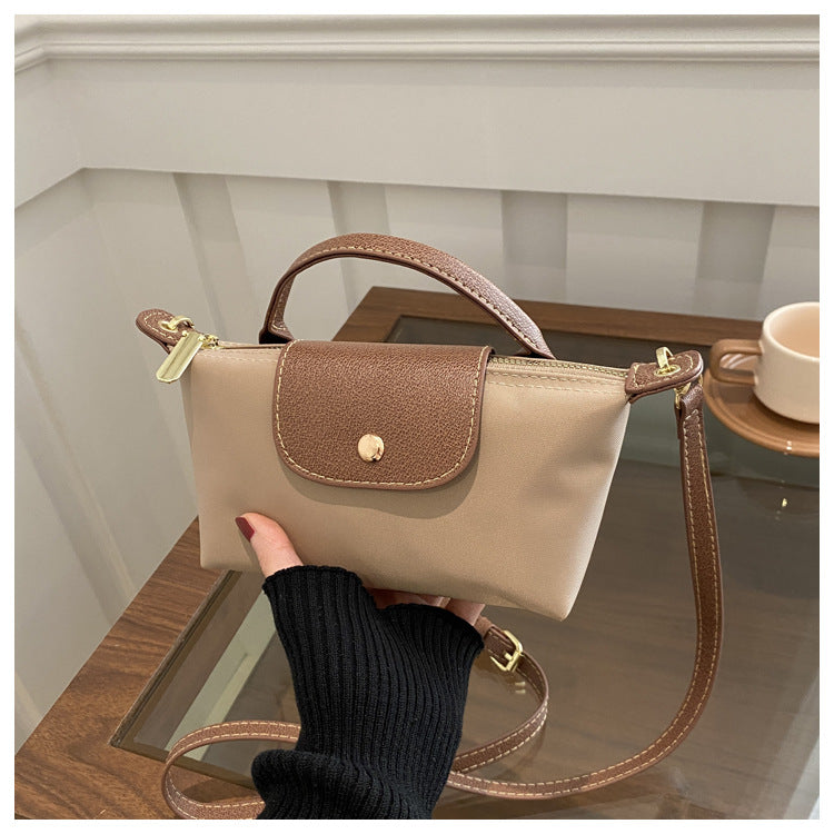 Colour-Block Retro Dumpling Crossbody Bag
