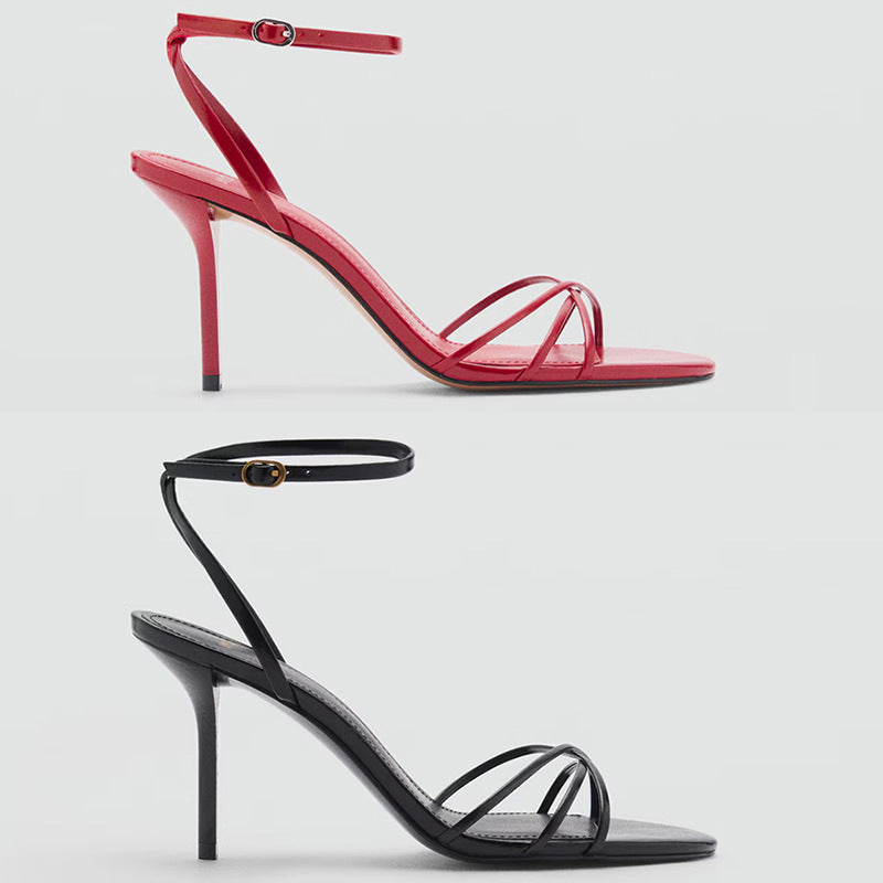 Open-Toe Thin Strap Stiletto Sandals 9cm