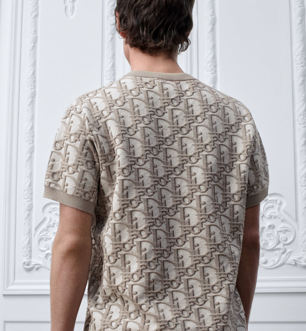 T-shirt Dior Oblique 3D Corte Regular - Bege