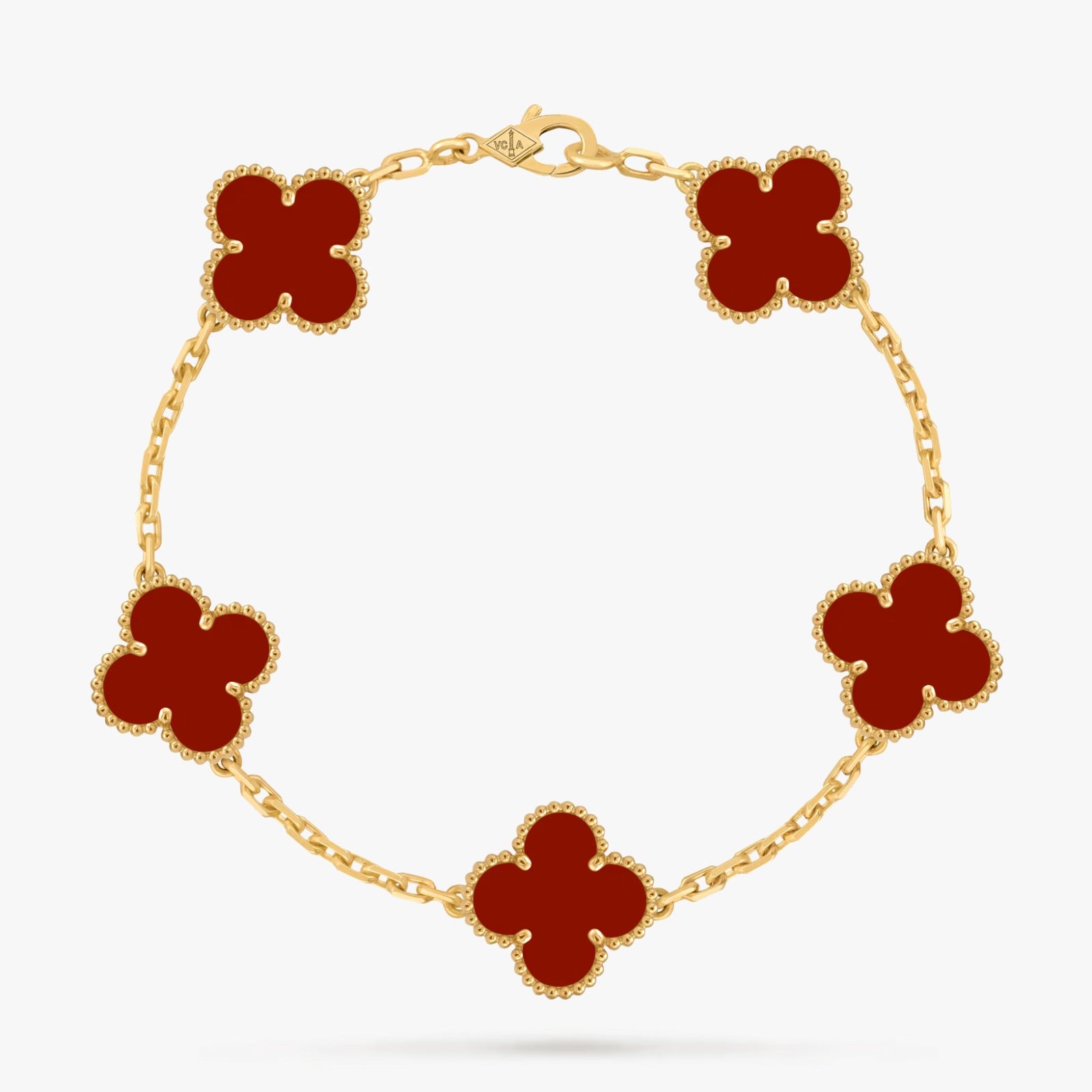Vintage Alhambra Bracelet, 5 Motifs, Carnelian
