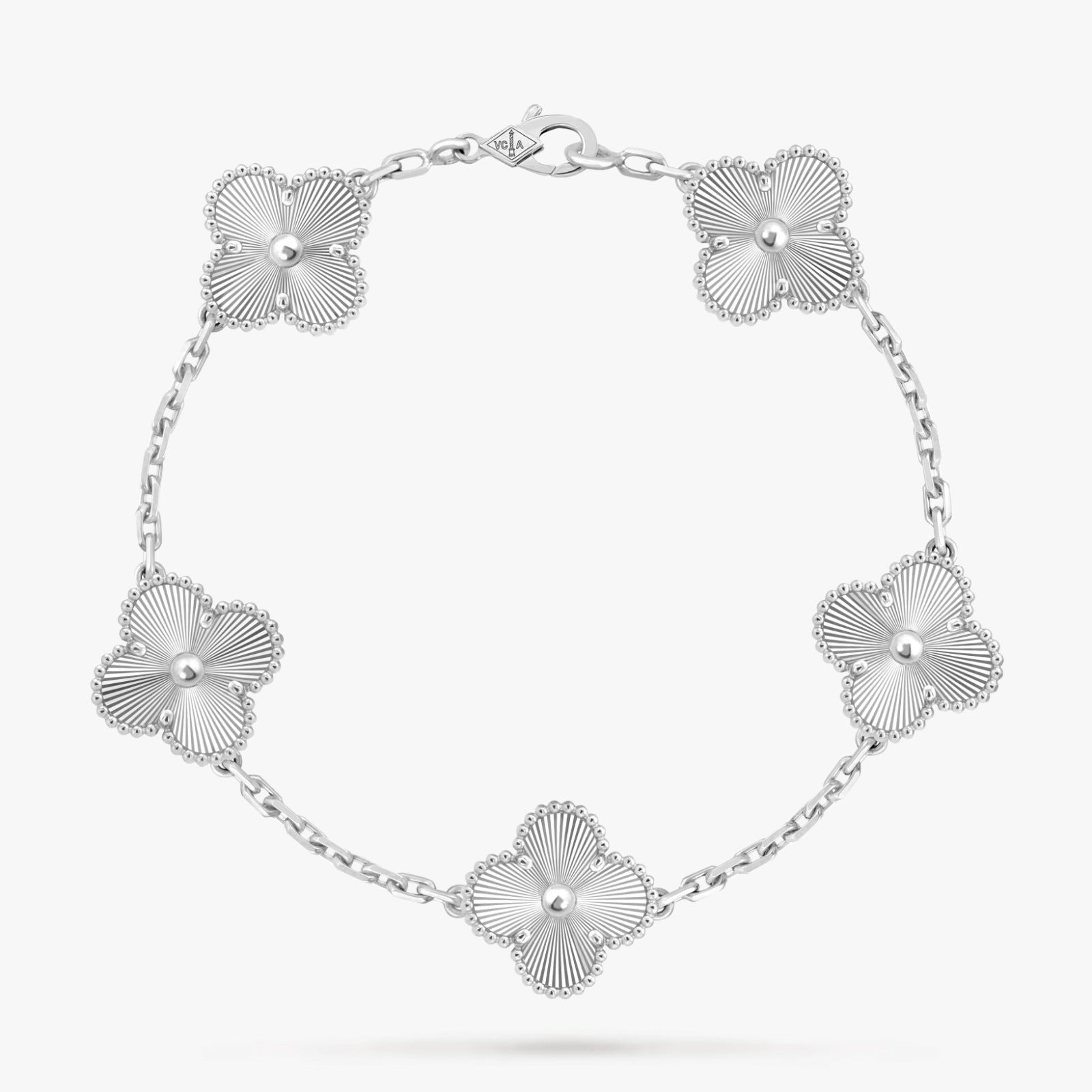 Vintage Alhambra bracelet, 5 Motifs, 18K White Gold