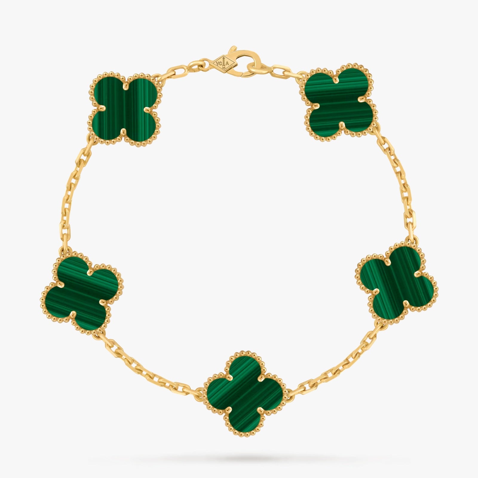 Vintage Alhambra Bracelet, 5 Motifs, Malachite