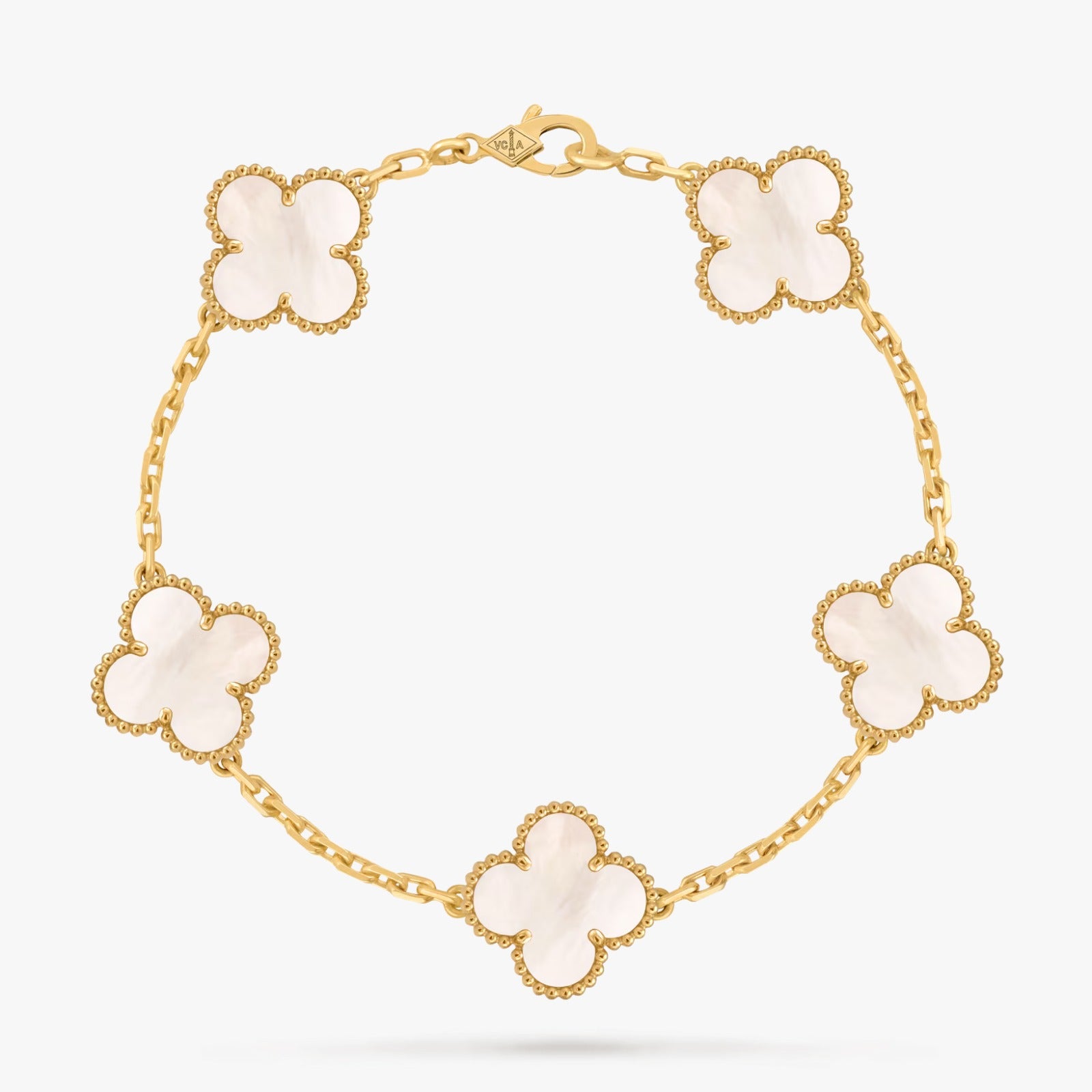 Vintage Alhambra bracelet, 5 Motifs, Mother of Pearl