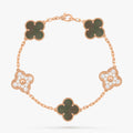 Vintage Alhambra bracelet, 5 Motifs, Mother of Pearl & Diamond