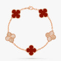 Vintage Alhambra bracelet, 5 Motifs, Rose Gold,  Carnelian