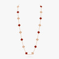 Vintage Alhambra Long Necklace, 20 Motifs, Carnelian, Rose Gold