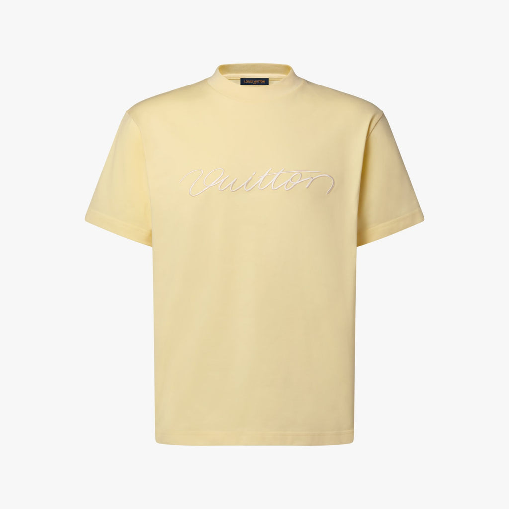 T-Shirt de Manga Curta LV com Assinatura Bordada