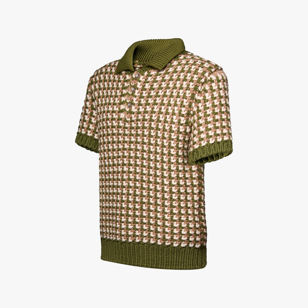 Polo de malha de lã de manga curta LV