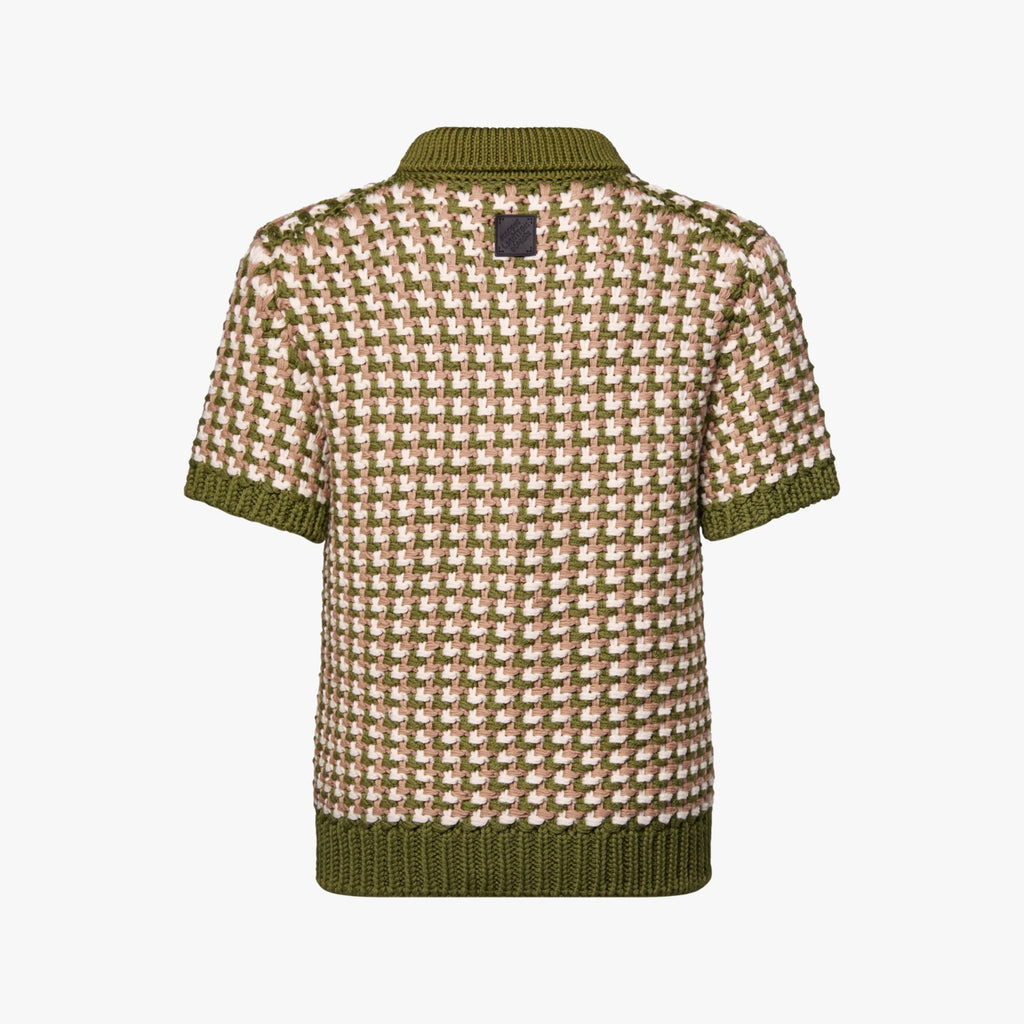 Polo de malha de lã de manga curta LV
