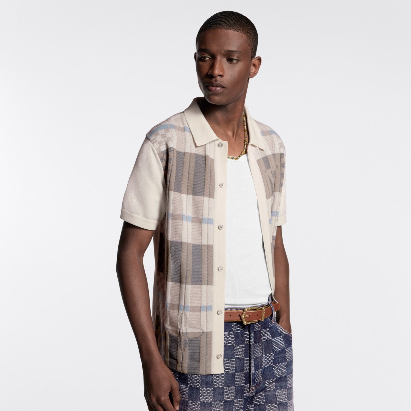 LV Graphic Jacquard Short-Sleeved Shirt