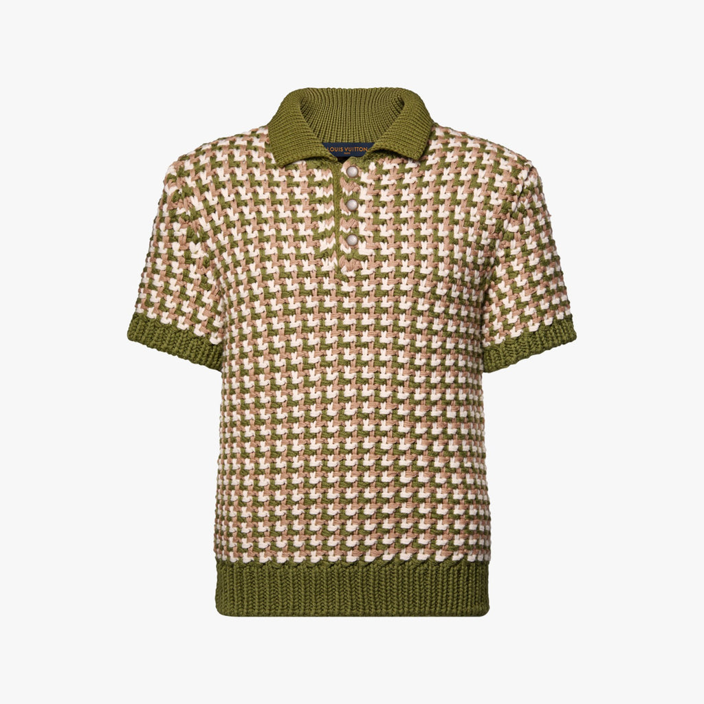 Polo de malha de lã de manga curta LV