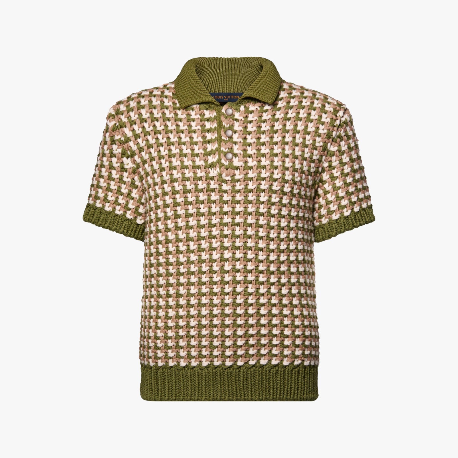 LV Short-Sleeved Wool-Knit Polo Shirt
