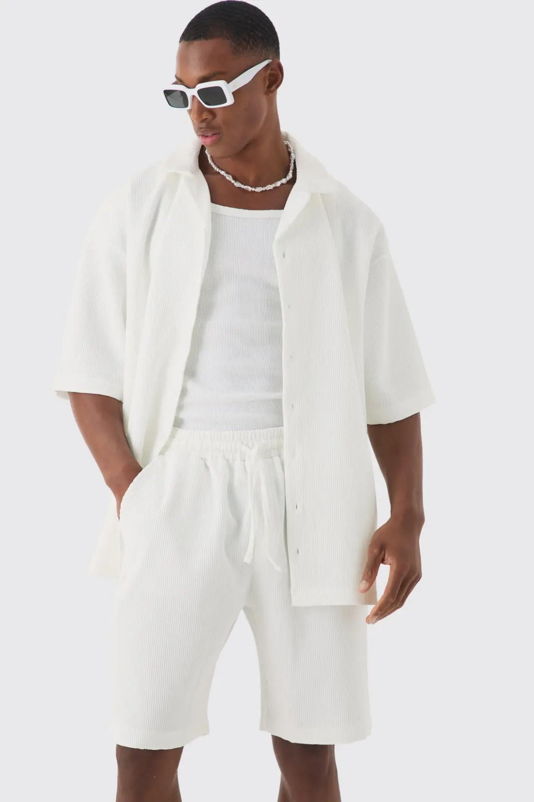 Men's Snow White Short Set