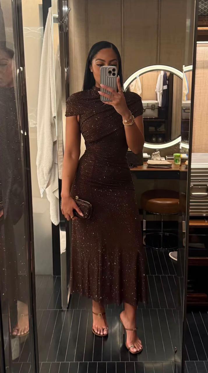 Self Portrait Rhinestone Cut-out Dress