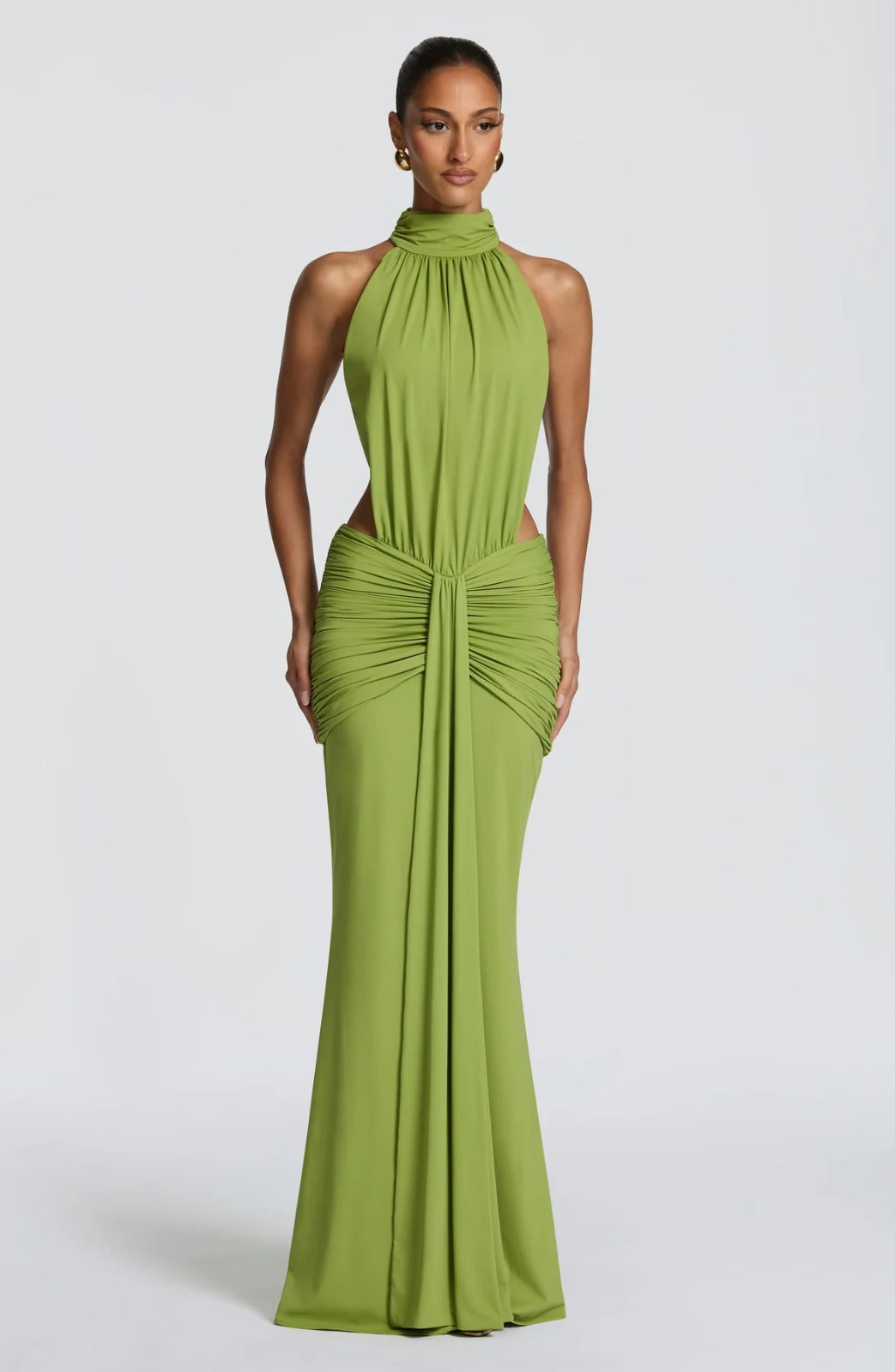 Backless Off-Shoulder Fishtail Evening Gown