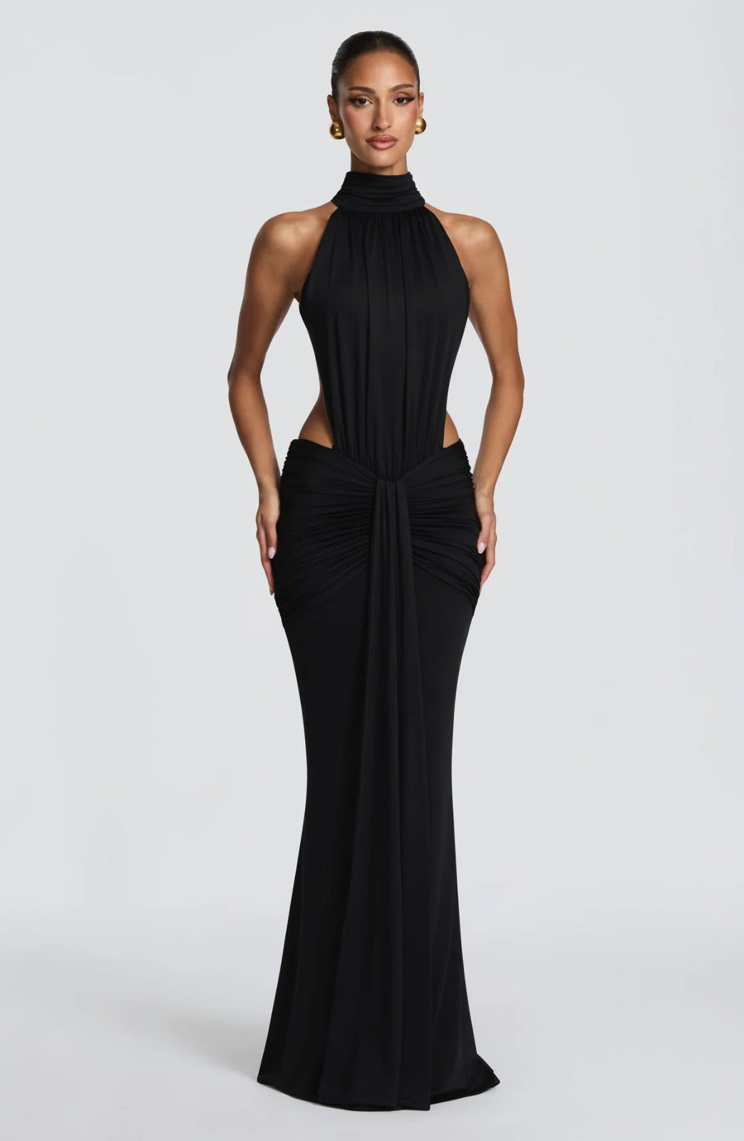 Backless Off-Shoulder Fishtail Evening Gown