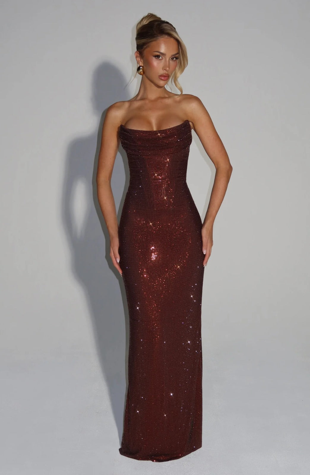 Sequined Sleeveless Evening Gown