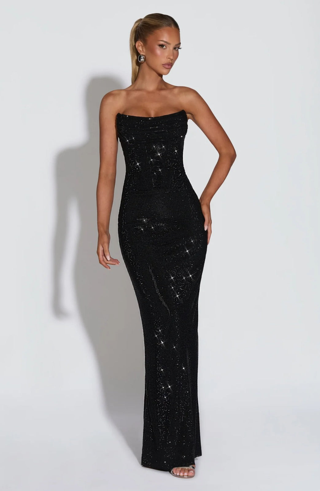 Sequined Sleeveless Evening Gown