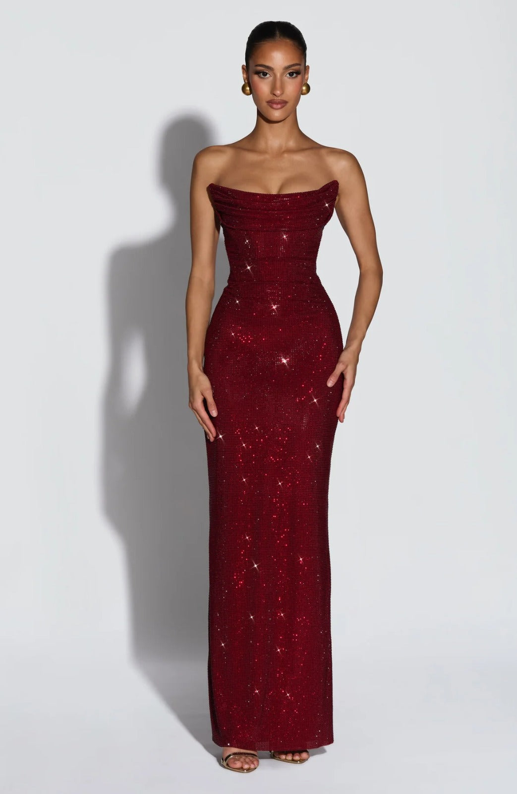 Sequined Sleeveless Evening Gown