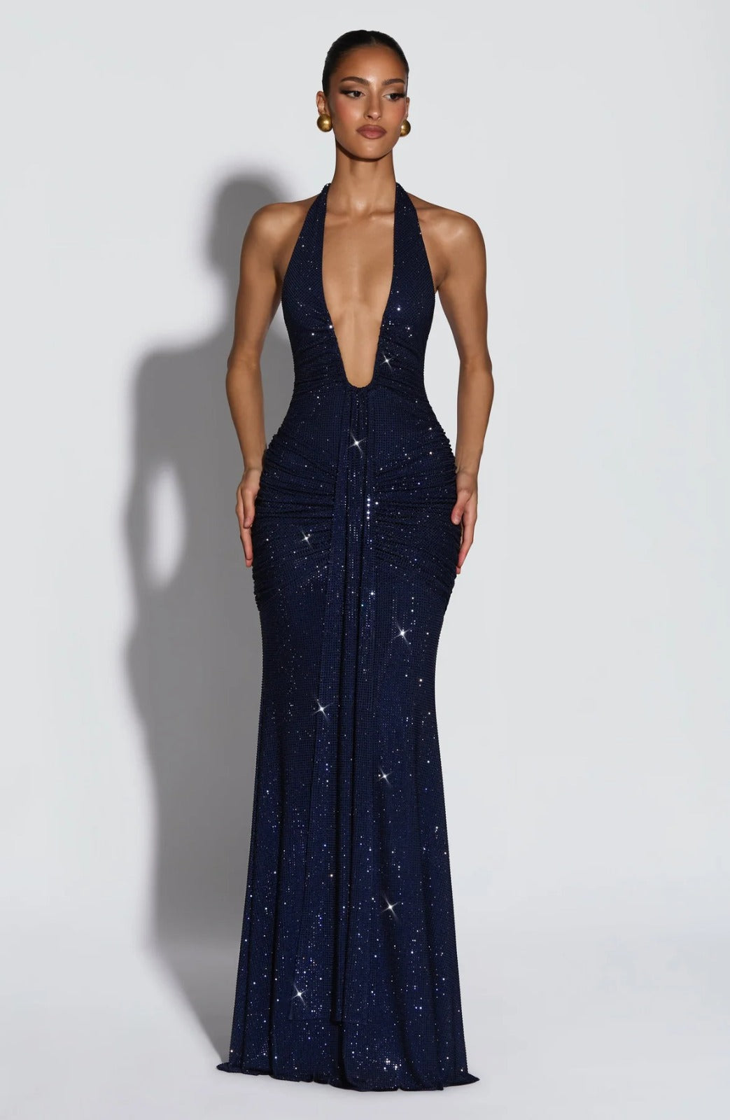 Brianna Rhinestone Evening Maxi Dress