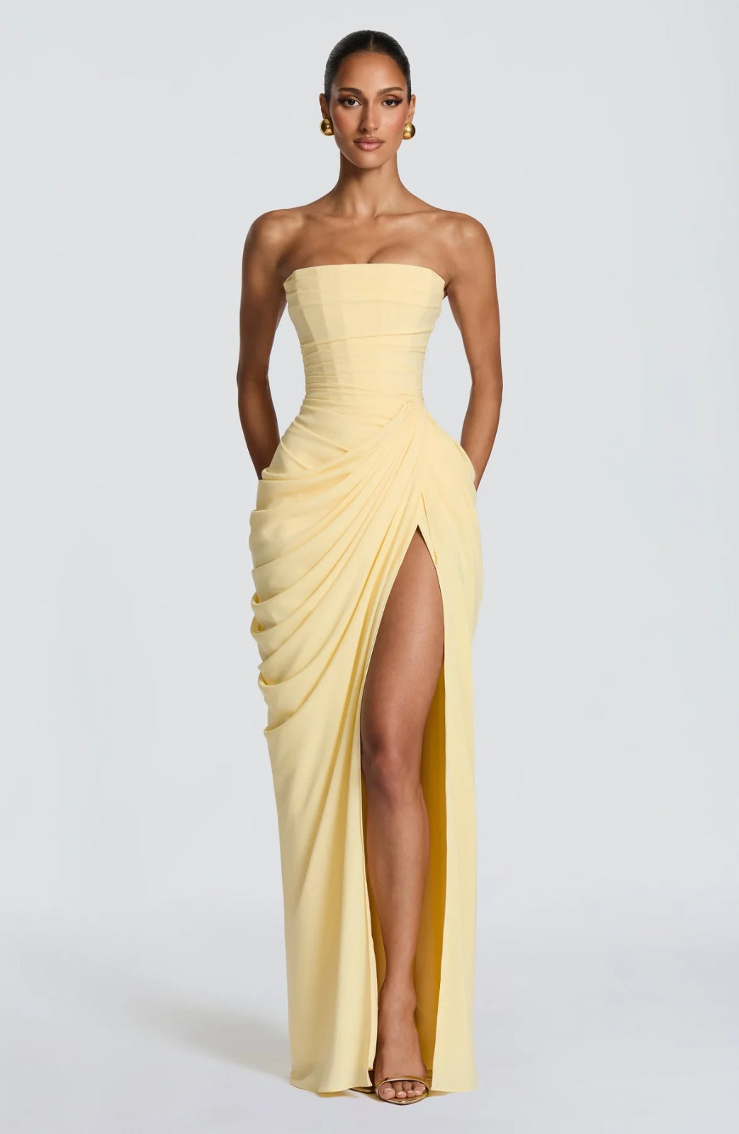 Long-sleeved Suspender Maxi dress