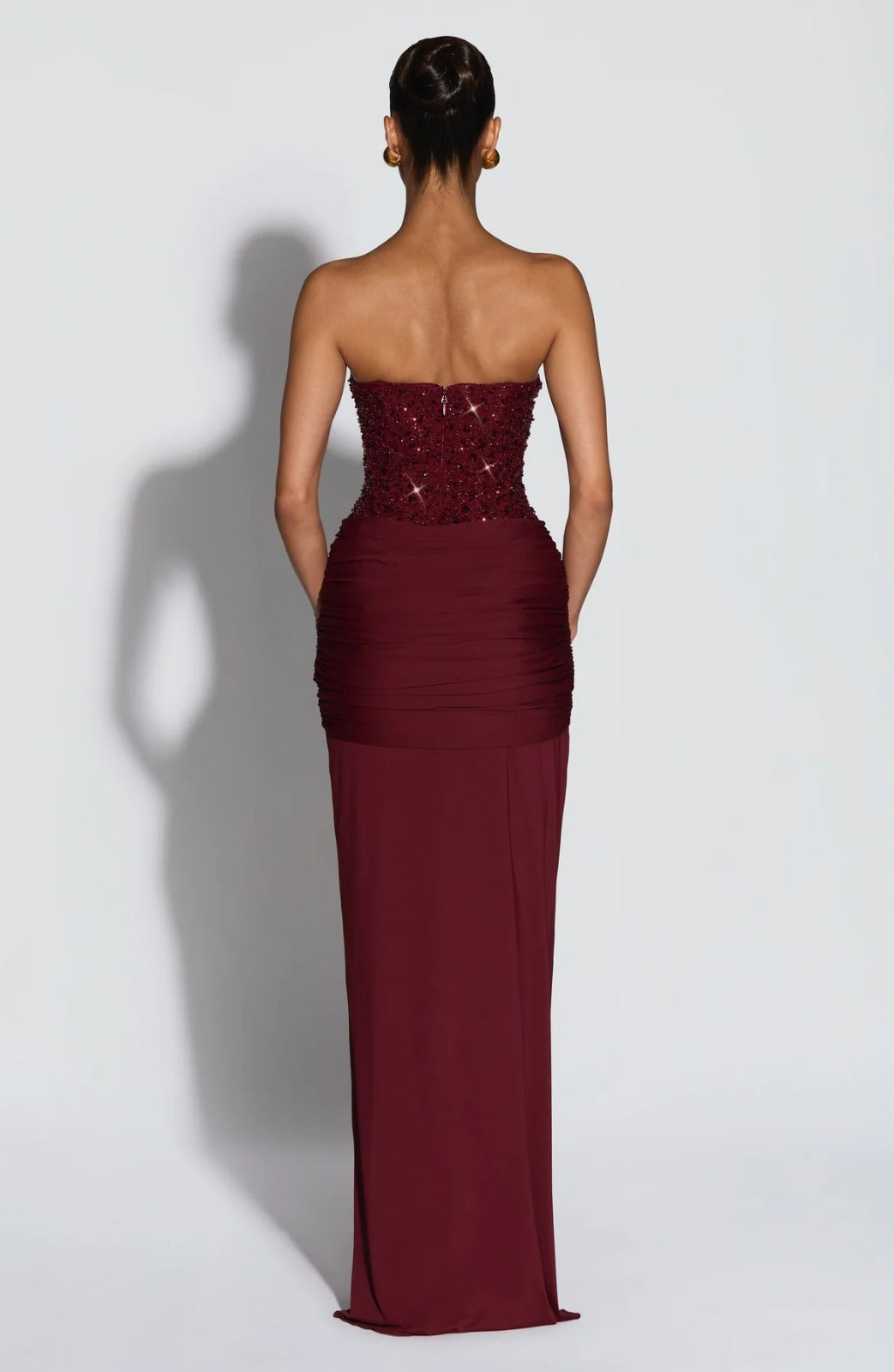 Carina Rhinestone Dress - Burugundy