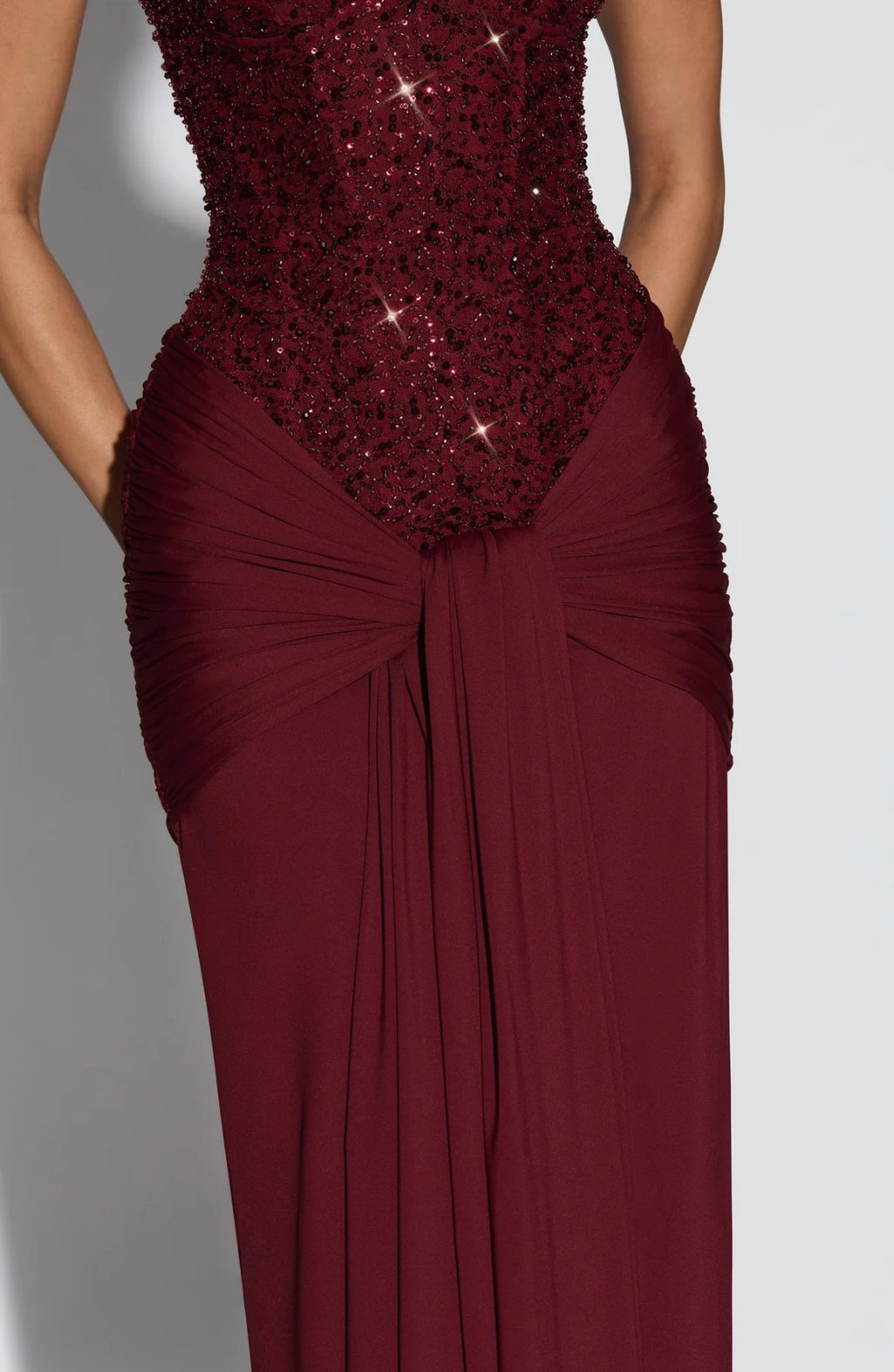 Carina Rhinestone Dress - Burugundy