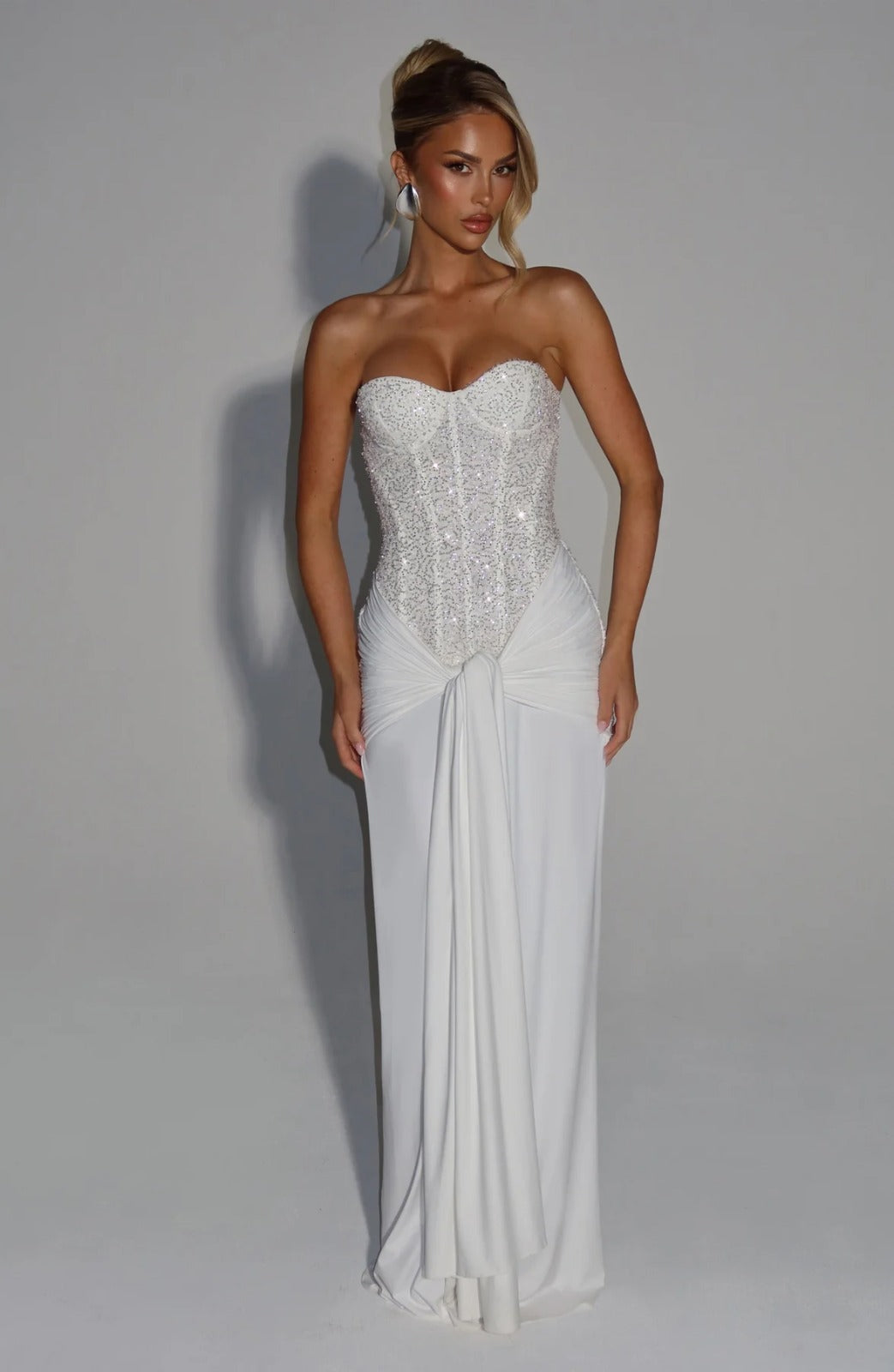 Carina Rhinestone Dress - White