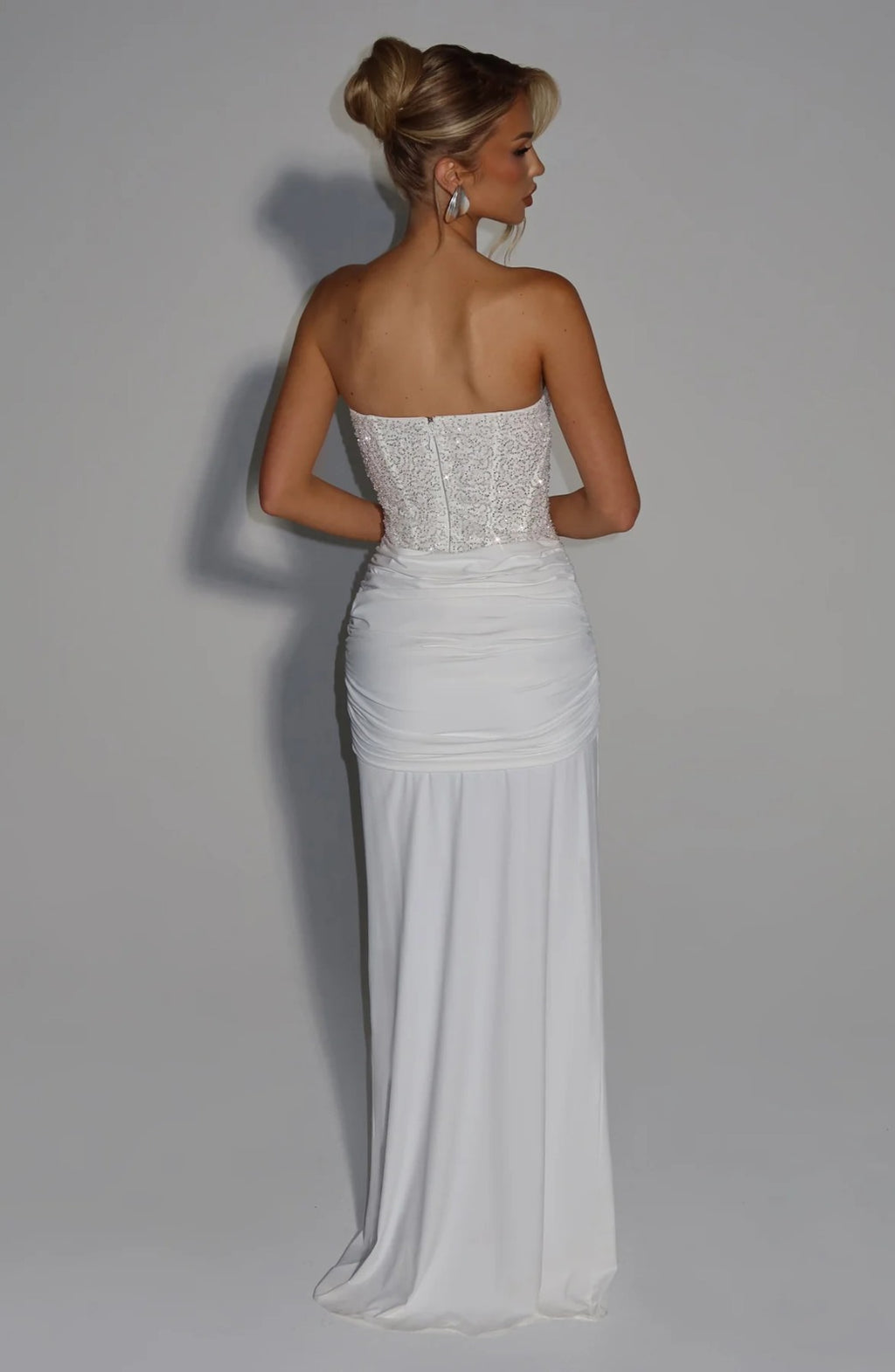 Carina Rhinestone Dress - White
