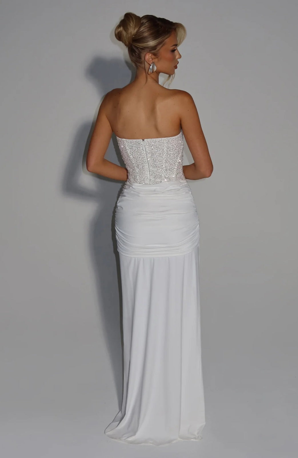 Carina Rhinestone Dress - White