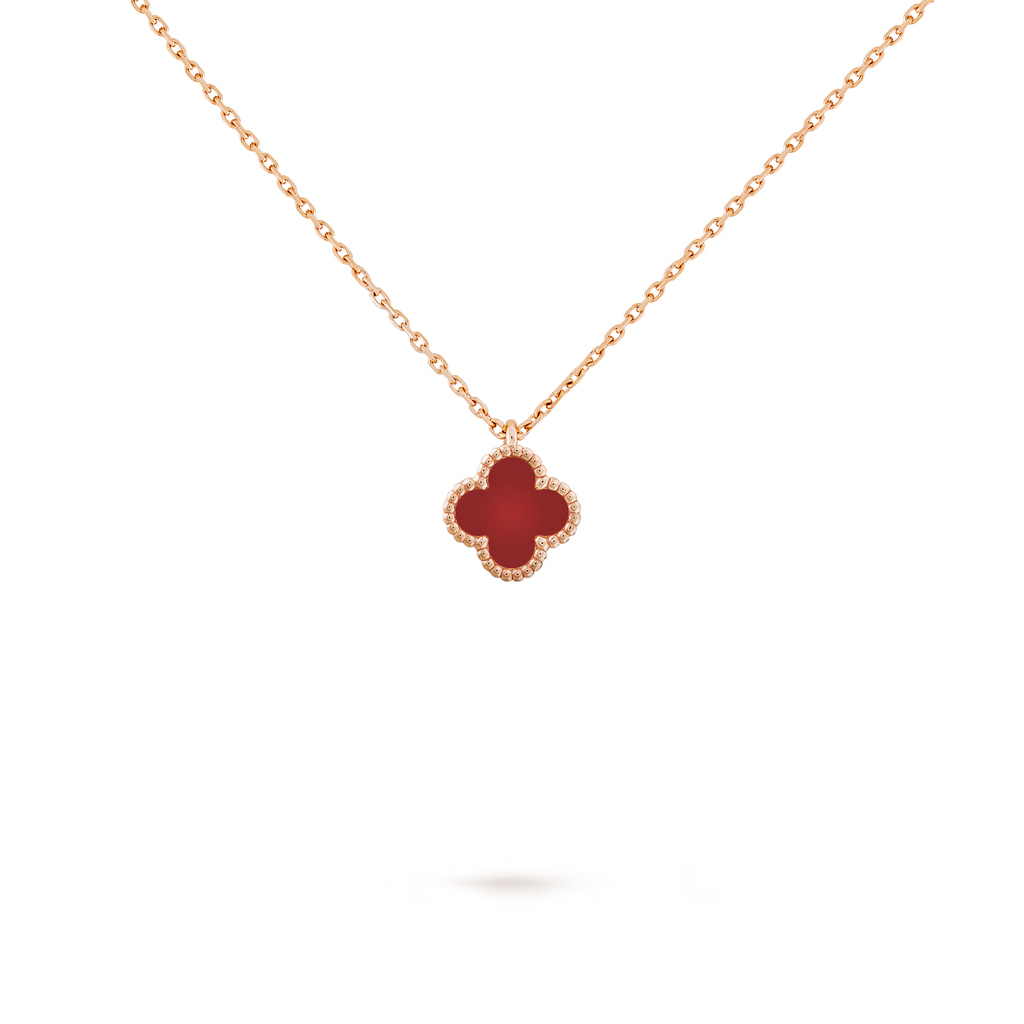 Sweet Alhambra Necklace 18K rose gold, Carnelian