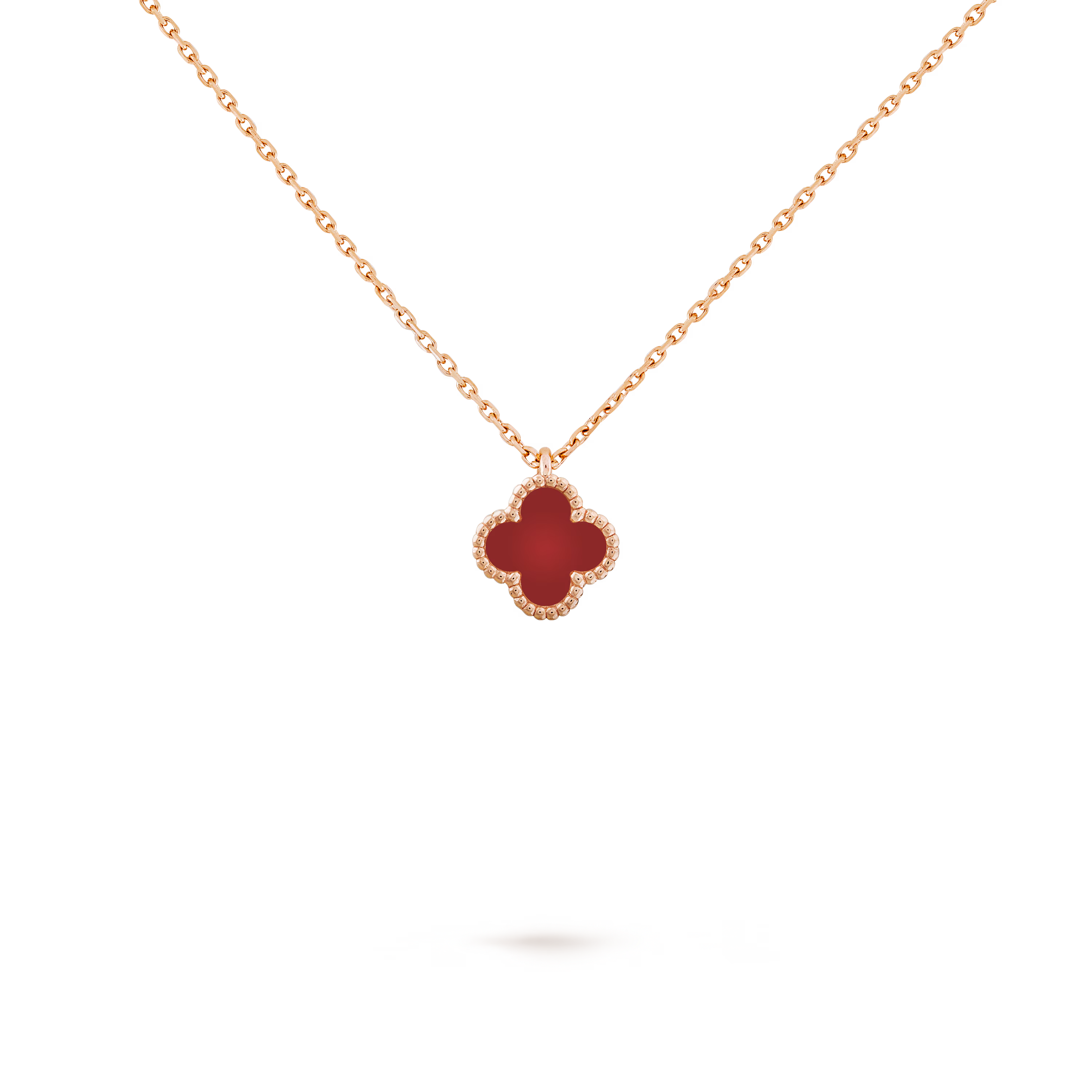 Sweet Alhambra Necklace 18K rose gold, Carnelian